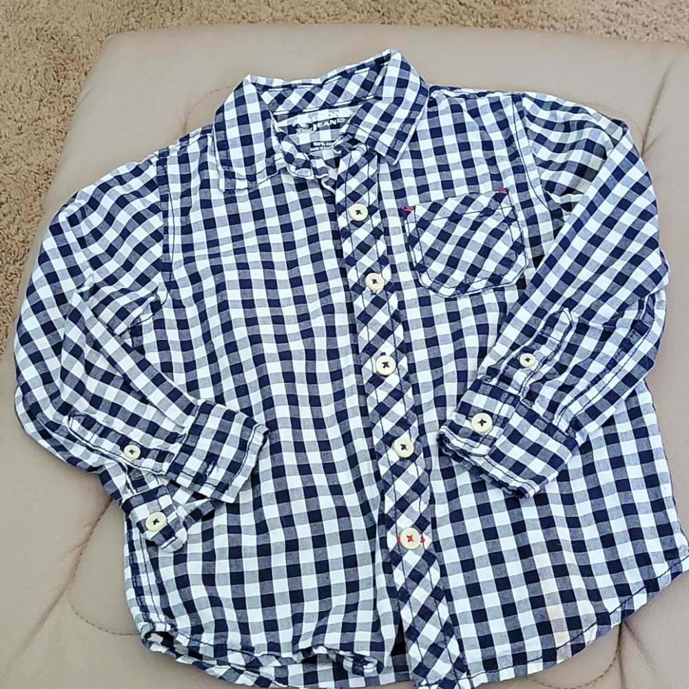Navy and white plaid shirt